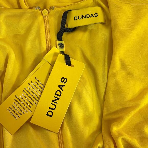 Dundas Yellow Beau Faux Wrap Long Sleeve Plunging V Neck Mini Dress Size 2 - Picture 12 of 13